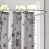 72 x 72 in Cotton Shower Curtain with Purple Grey Beige Floral Blossom Pattern