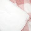 Twin Size Plaid Soft Faux Fur Comforter Set in Pink Blush