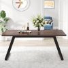 Modern Farmhouse 63-inch Rectangle Dining Table Brown Wood Top Black Metal Frame