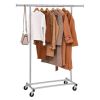 Heavy Duty Chrome Plated Silver Metal Garment Rack Clothes Hanging Bar on Wheels