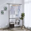 Modern Industrial Style Black Powder Coated Garment Rack with Bottom Hanging Rod