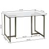 Modern 47-inch x 31-inch Tempered Glass Top Dining Table with Gold Metal Frame