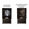 Brown Espresso Solid Wood Bedroom Armoire Wardrobe Cabinet with Hanging Bar