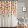 72-inch White Turquoise Blue Orange Floral Flowers Shower Curtain