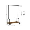 Industrial Metal Pipe Garment Rack with Bottom Shoe Storage Shelf on Wheels