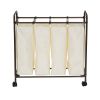 Farmhouse 4 Section Removeable Bag Wheeled Laundry Sorter Cart