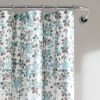 72-inch White Blue Grey Floral Flowers Shower Curtain