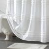 72-inch White Cotton Chenille Stripe Shower Curtain - Machine Washable