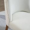 Set of 2 Modern Nailhead Diamond Stitch Upholstered Dining Chairs Beige White