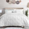 Twin Size All Season Pleated Hypoallergenic Microfiber Reversible 2 Piece Comforter Set in White