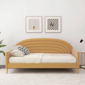 Twin size Mid-Century Modern Yellow Velvet Upholstered Daybed