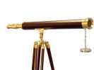 Floor Standing Solid Brass - Leather Harbor Master Telescope 60""