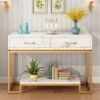 Console Table with 2 Drawers, Sofa Table Narrow Long with Storage Shelves for Living Room