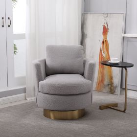 Teddy Swivel Barrel Chair, Swivel Accent Chairs Armchair for Living Room, Reading Chairs for Bedroom Comfy, Round Barrel Chairs with Gold Stainless St