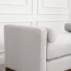 53.5"W Elegant Upholstered Bench, Ottoman with Wood Legs & Bolster Pillows for End of Bed, Bedroom, Living Room, Entryway, Light Gray