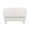 Ivory White Storage Ottoman Bench for End of Bed Gold Legs, Modern Ivory White Faux Fur Entryway Bench Upholstered Padded with Storage for Living Room