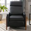 Wood-Framed PU Leather Recliner Chair Adjustable Home Theater Seating with Thick Seat Cushion and Backrest Modern Living Room Recliners, Black(Old SKU