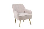 Modern Mid Century Chair velvet Sherpa Armchair for Living Room Bedroom Office Easy Assemble(BEIGE)