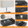 Fully Dimmable Table Lamp for Bedroom Living Room Bedside Lamp for Nightstand Dual USB Ports 2 Power Outlets LED Bulb Included