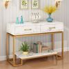 Console Table with 2 Drawers, Sofa Table Narrow Long with Storage Shelves for Living Room