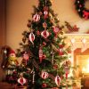 14pcs/box Christmas Ball Ornaments Red Candy Cane Xmas Tree Hanging Pendants Navidad New Year Home Decorations 2024