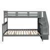 Stairway Twin-Over-Full Bunk Bed with Storage and Guard Rail for Bedroom, Gray color(OLD SKU :LP000019AAE)