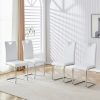 Modern Dining Chairs Set of 4, Side Dining Room/Kitchen Chairs, Faux Leather Upholstered Seat and Metal Legs Side Chairs, White