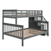 Stairway Twin-Over-Full Bunk Bed with Storage and Guard Rail for Bedroom, Gray color(OLD SKU :LP000019AAE)