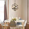 Farmhouse Chandelier Light Fixtures,4-Light Adjustable Height Dining Room Wood Light Fixtures