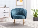 Gorgeous Living Room Accent Chair 1pc Button-Tufted Back Covering Blue Fabric Upholstered Metal Legs