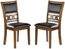 Dining Room Furniture Walnut Finish Set of 2 Side Chairs Cushion Seats Unique Back Kitchen Breakfast Chairs