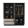 Armoire Ron, Bedroom, Black / Light Gray