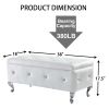 Upholstered Storage Ottoman Bench For Bedroom End Of Bed Faux Leather Rectangular Storage Benches Footrest With Crystal Buttons For Living Room Entryw