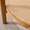 Modern simple circular double-layer solid wood tea table rattan woven Chinese side table small round table suitable for living room, dining room and b