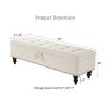 59" Bed Bench Ottoman with Storage Beige Fabric