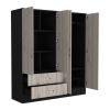 Armoire Ron, Bedroom, Black / Light Gray