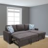 Dark Brown Flannelette 2-Piece Couch Living Room Sofabed