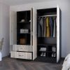 Armoire Ron, Bedroom, Black / Light Gray