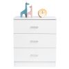 FCH Modern Simple 3-Drawer Dresser Chest of Drawers for Family Room Bedroom Living Room Universal Design, White