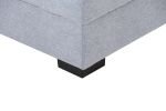 Tufted Fabric 3-Seat L-Shape Sectional Sofa Couch Set w/Chaise Lounge, Ottoman Coffee Table Bench, Light Grey