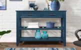 Console Sofa Table with 2 Storage Drawers and 2 Tiers Shelves, Mid-Century Style 42'' Solid Wood Buffet Sideboard for Living Room Furniture Kitchen Di