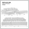 Tufted Fabric 3-Seat L-Shape Sectional Sofa Couch Set w/Chaise Lounge, Ottoman Coffee Table Bench, Light Grey