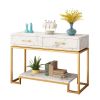 Console Table with 2 Drawers, Sofa Table Narrow Long with Storage Shelves for Living Room