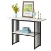 Entryway Table, Modern 42-Inch Console/Accent Table with Geometric Metal Legs, Faux Marble Narrow Wood Sofa,Foyer Table for Entrance, Living Room (Bla