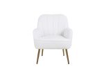 Modern Soft White Teddy fabric Ivory Ergonomics Accent Chair Living Room Chair Bedroom Chair Home Chair With Gold Legs And Adjustable Legs For Indoor