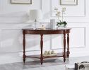 expusm Half Moon Glass End Table; Living Room End Tables; Small Entryway Table with Storage Shelf; Oka Wood Console Table; Cherry Red