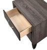 Contemporary 2-Drawer Nightstand End Table Gray Brown Finish Two Storage Drawers Metal Handles Bedroom Living Room Wooden Furniture