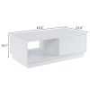 Modern LED Coffee Table with 2 Drawers and 16 Colors LED Lights, High Glossy Rectangle Coffee End Table for Living Room, White