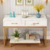 Console Table with 2 Drawers, Sofa Table Narrow Long with Storage Shelves for Living Room