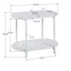 End Table 24" 2-Tiers Oval Nightstand, Modern Marble Small Table Coffee Tea Sofa Table for Living Room Indoor Balcony